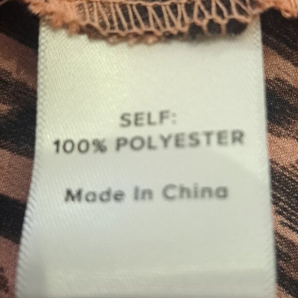 PEYTON JENSEN Pleated Animal Print Salmon Pink Black Midi Skirt Silky Size Small - Picture 9 of 9